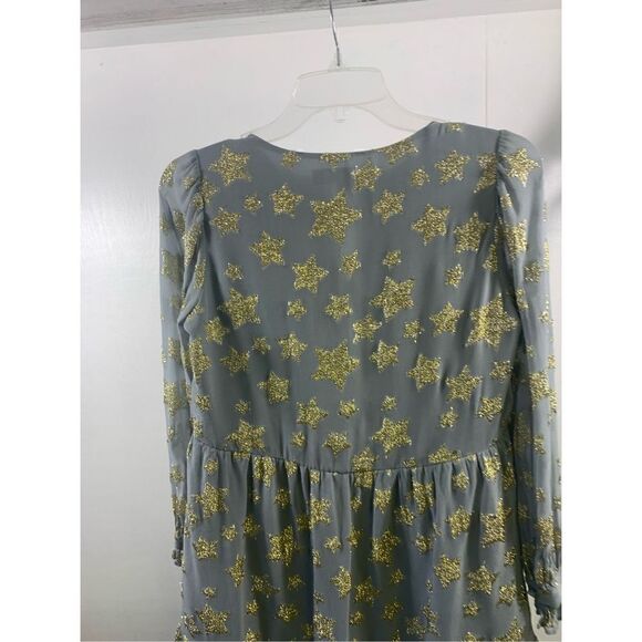 Loft Grey Fog Shimmer Star Tiered Dress Size X - Picture 8 of 13